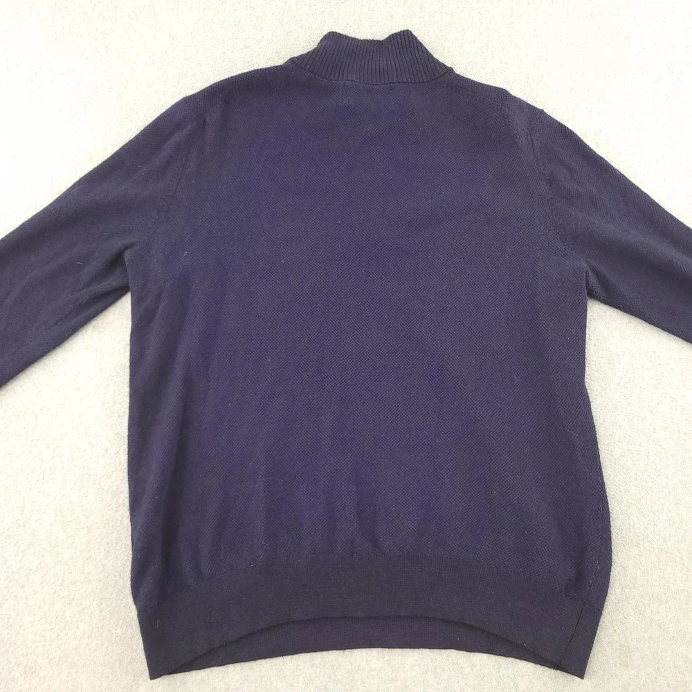 Bonobos Sweater Mens S Blue Cotton Cashmere 1/4 Zip Mock Neck Knit Pullover